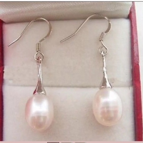 Jewelry - Genuine Freshwater Baroque Teardrop Pearl Sterling Silver Earrings